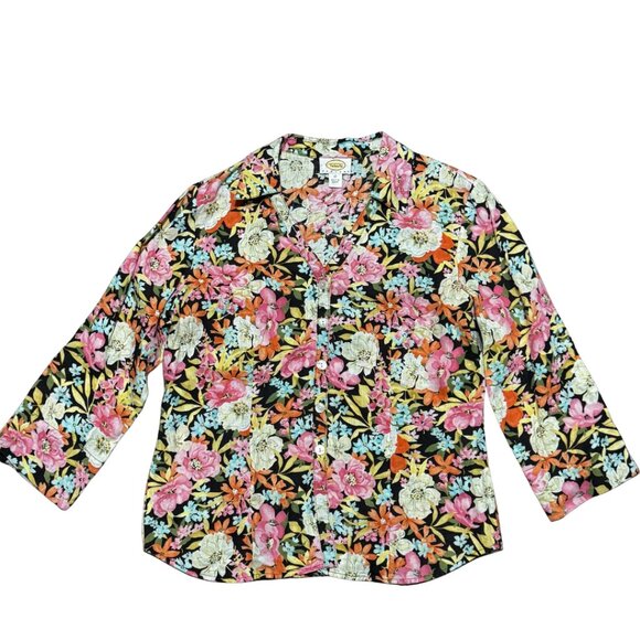 Talbots 100% Linen Floral Button-Down Shirt – Petite 12 – 3/4 Sleeve – NWOT - Picture 2 of 10